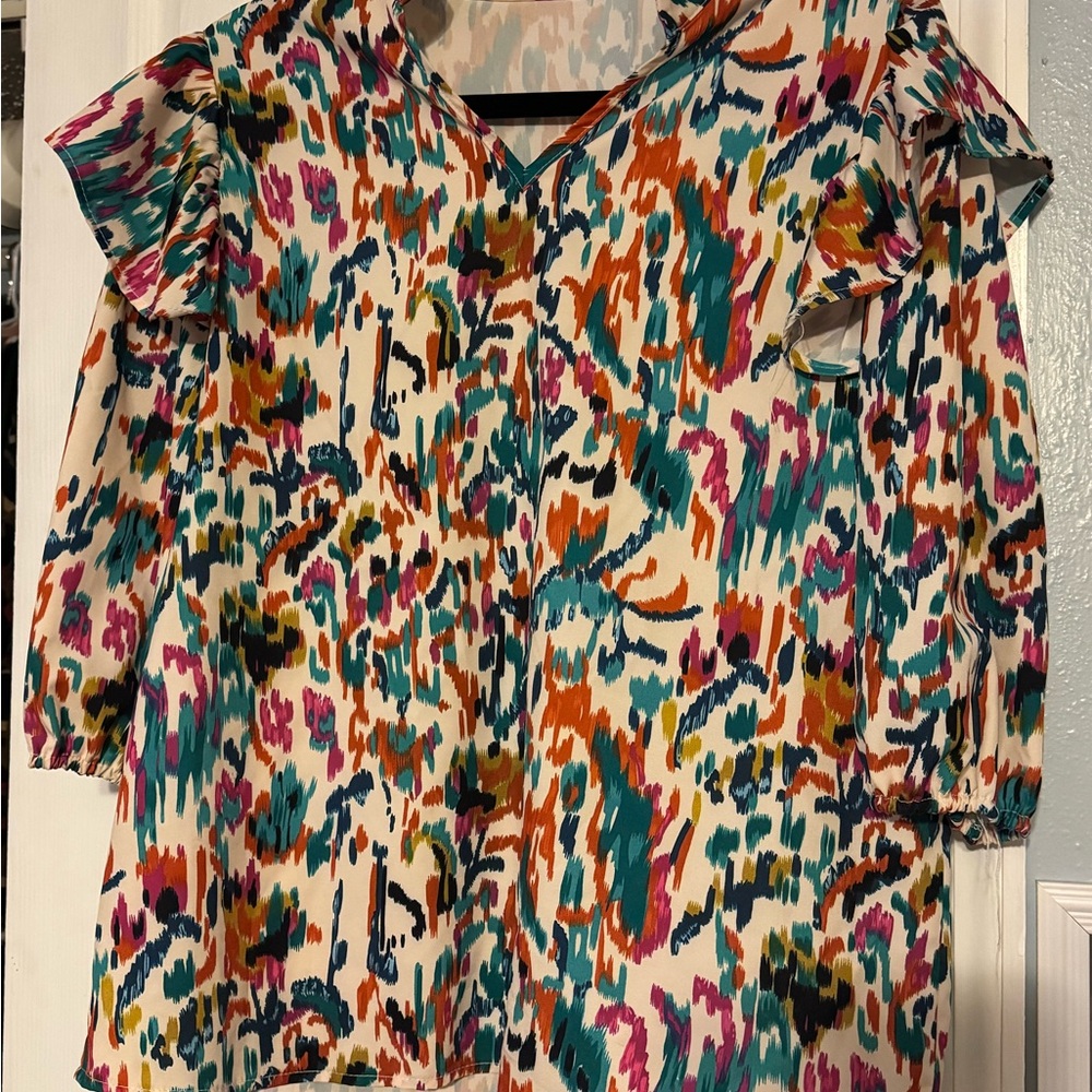 Colorful Abstract Print Blouse